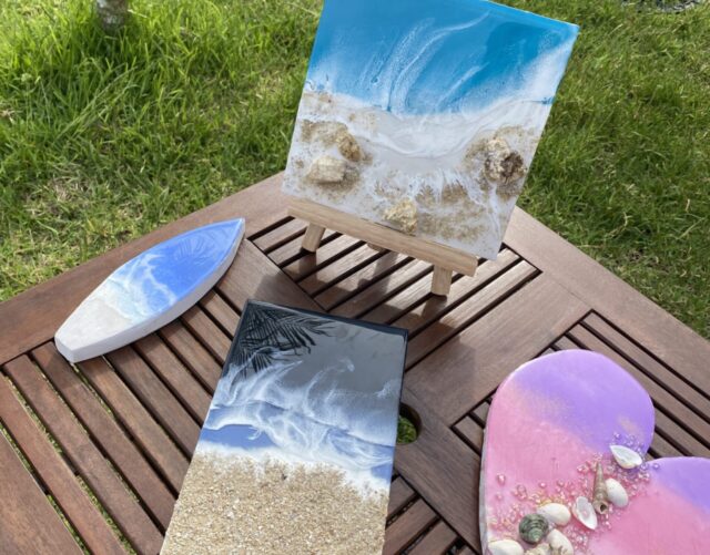 【石垣島・レジンアート】【当日予約可能】お洒落カフェで海のアートボード『Ocean Art Board Mini』作り体験《写真無料プレゼント》
