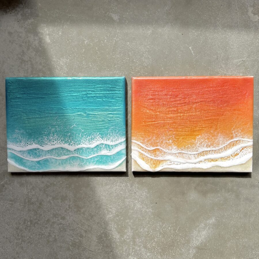 【石垣島・レジンアート】【当日予約可能】お洒落な店内で海のアートボード『Ocean Art Board Mini』作り体験《写真無料プレゼント付き》（No.339）