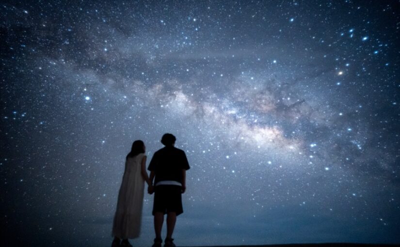 A couple enjoying the beautiful starry sky over Ishigaki Island